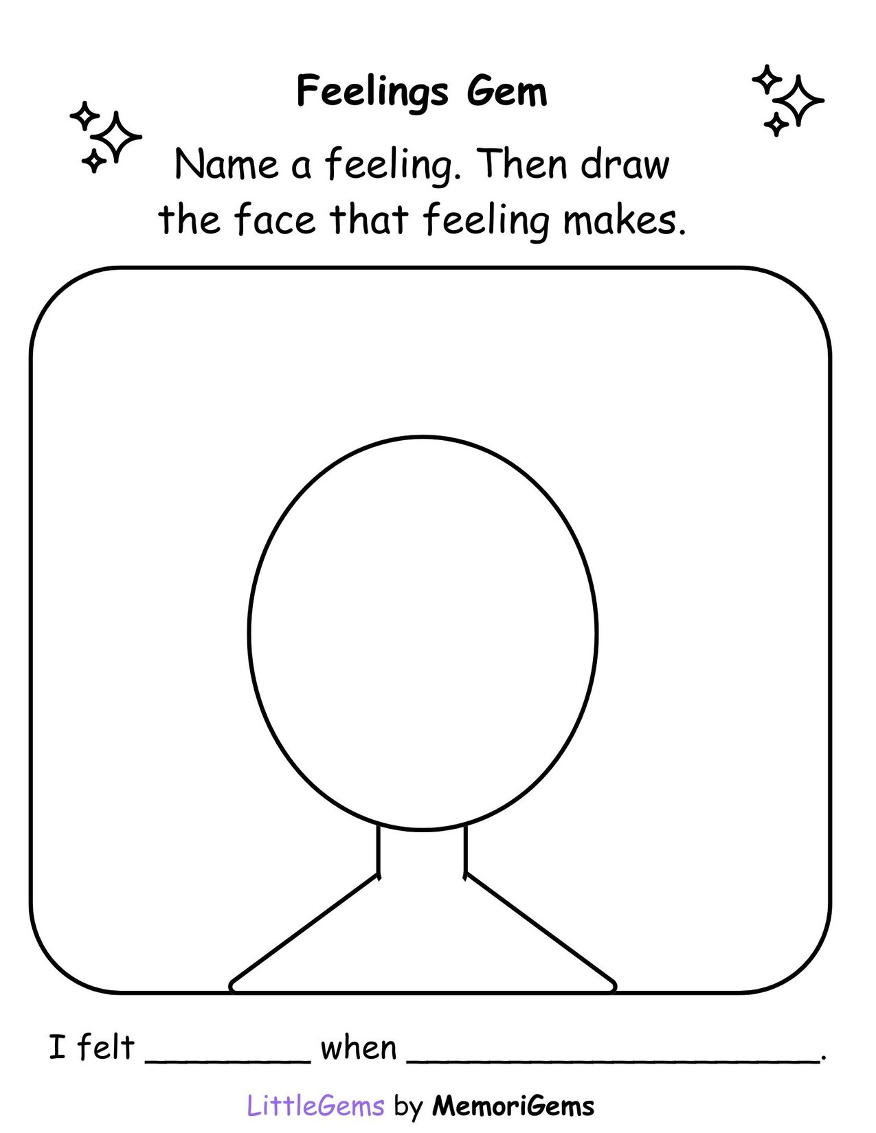 Feelings Gem — coloring sheet preview